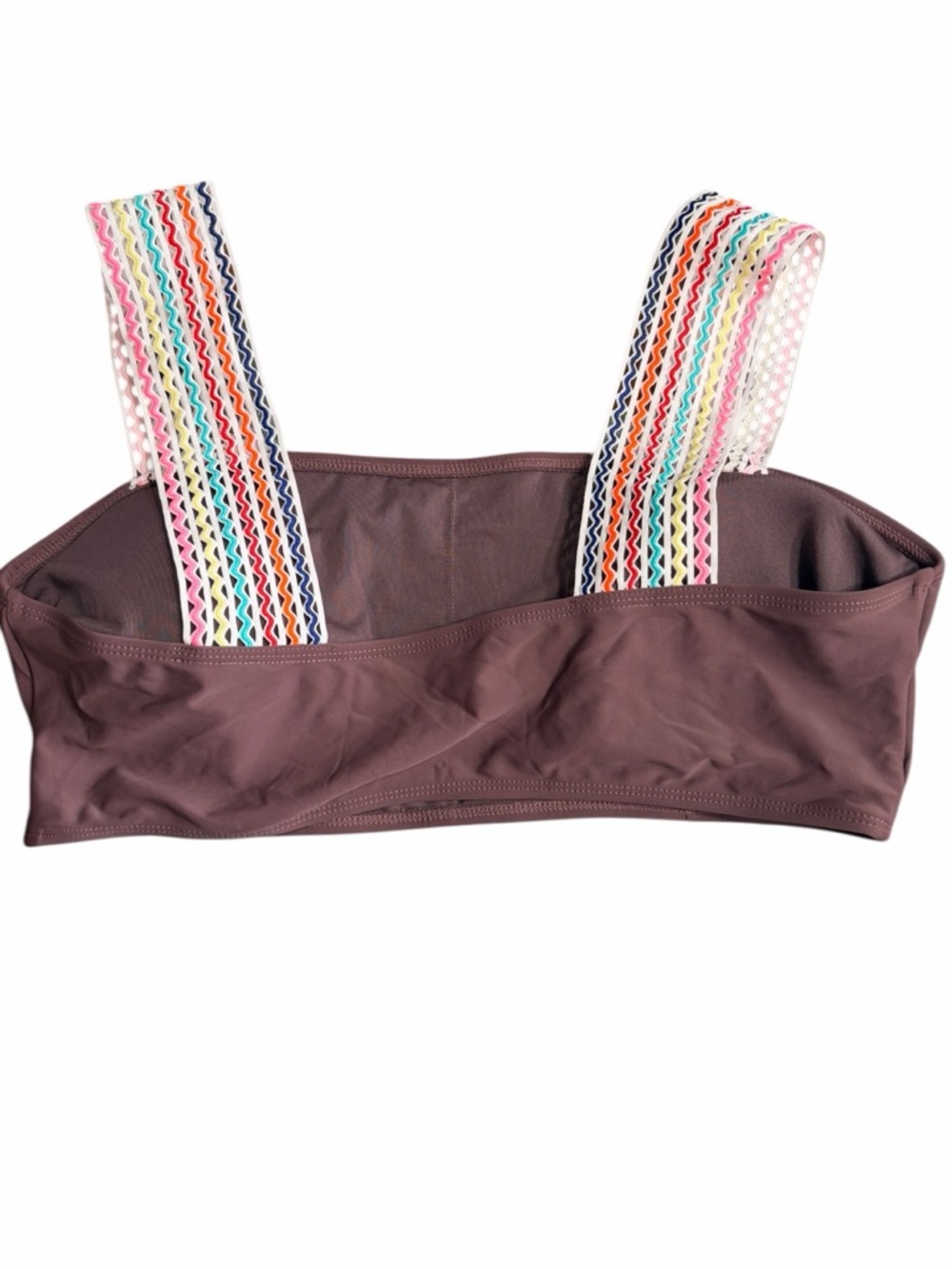 Cupshe Brown One-Piece Bikini with Multicolor Straps and Bright Trim - Picture 4 of 5